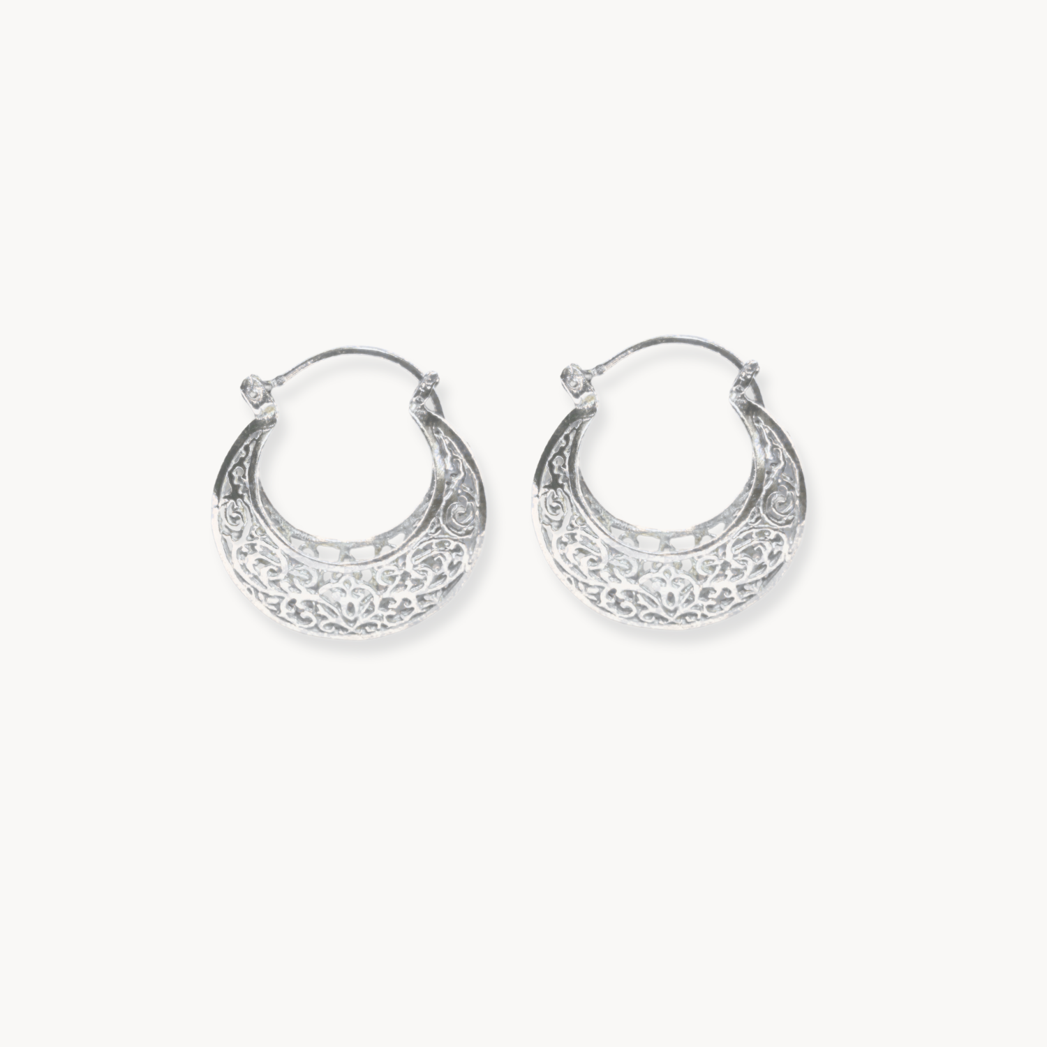 Crescent Filigree Hoop Earrings