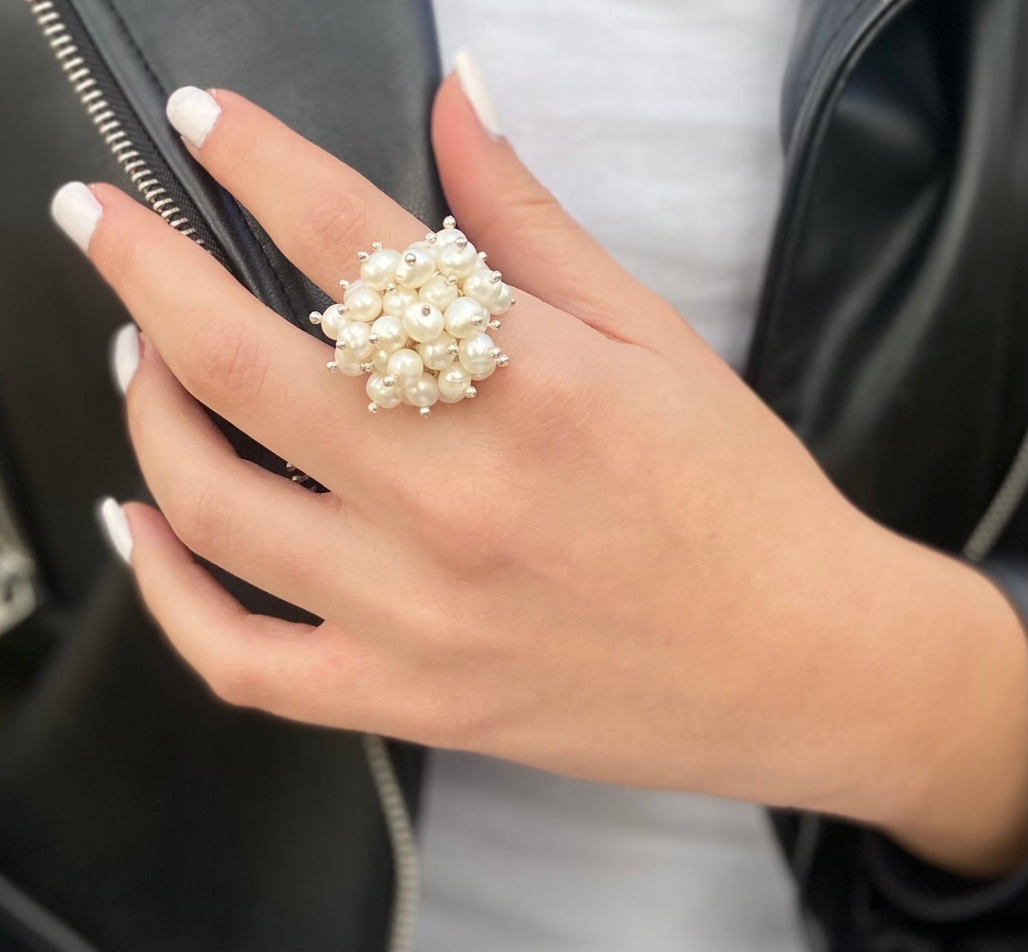 Blooming Pearl Cluster Ring