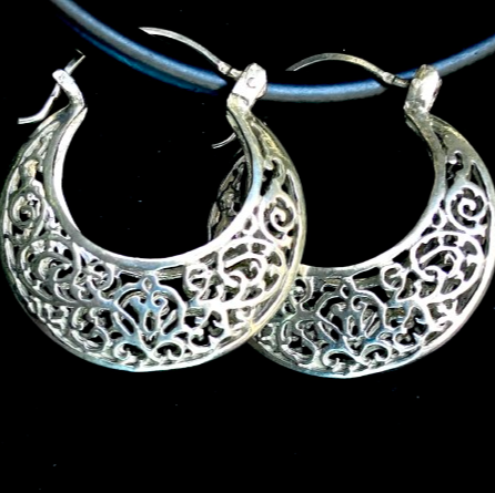 Crescent Filigree Hoop Earrings