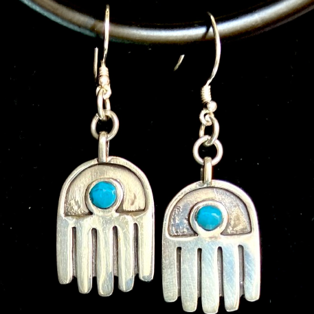 Hamsa Protection Turquoise Earrings