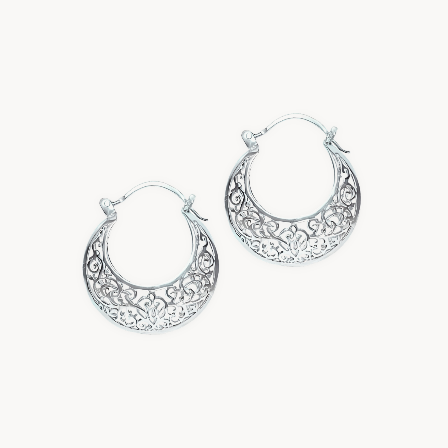 Crescent Filigree Hoop Earrings