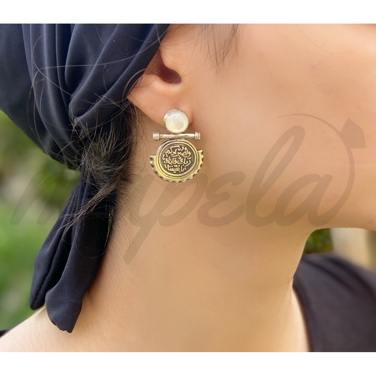 White Arabic Earrings