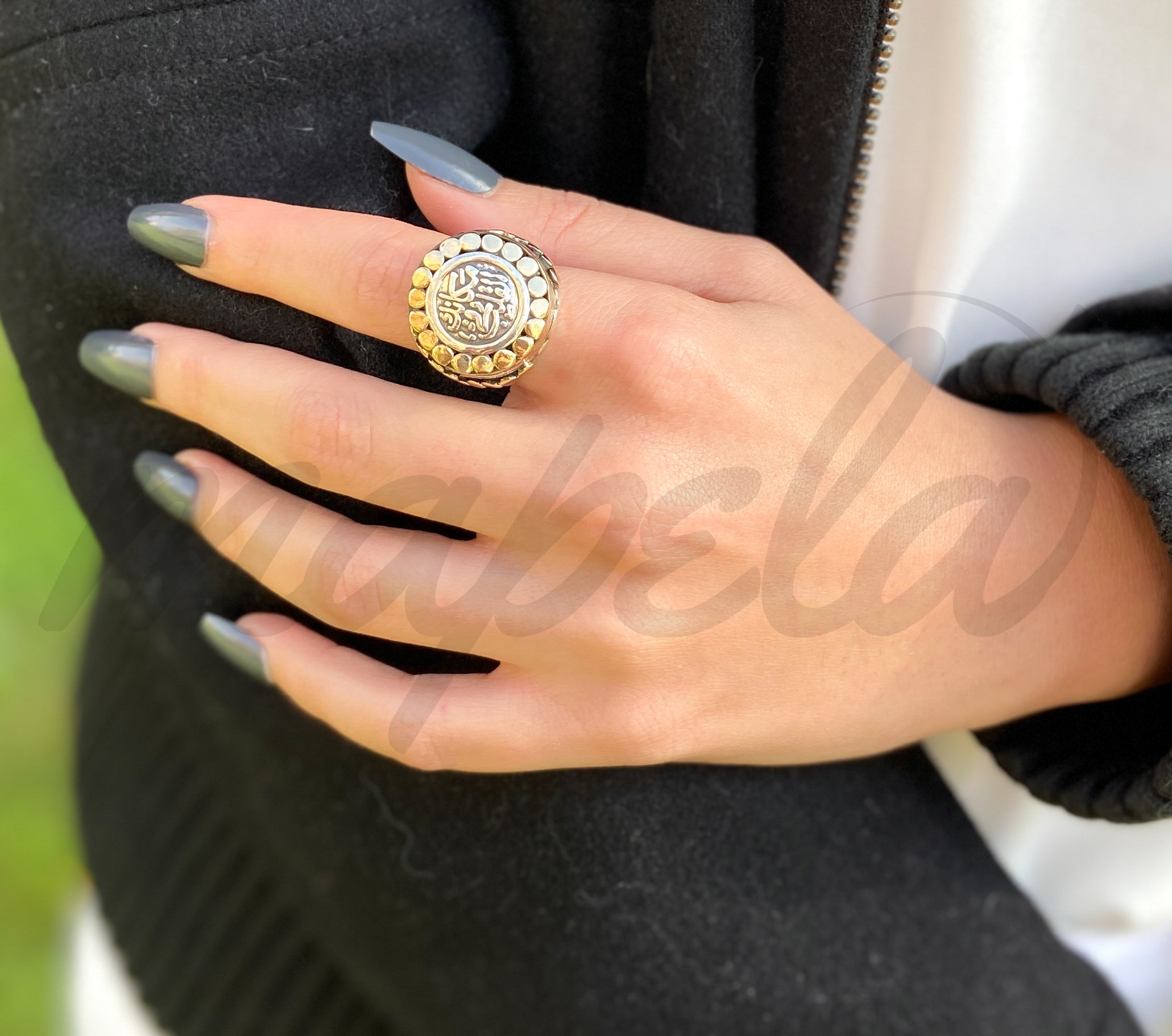 Arabic Ring Silver & Gold Plated