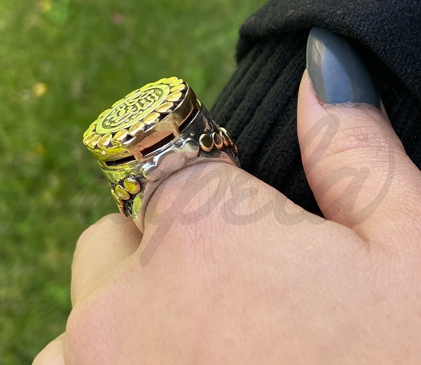 Arabic Ring Silver & Gold Plated