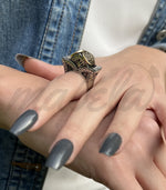 Load image into Gallery viewer, Arabic Ring Silver &amp; Gold Plated
