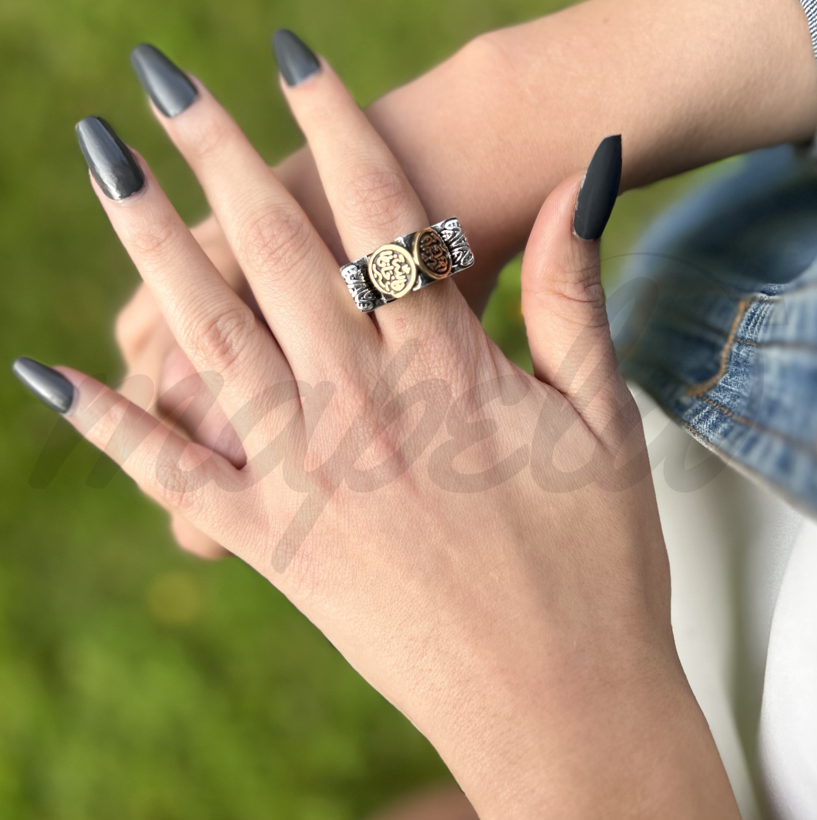 Arabic Ring Silver & Gold Plated